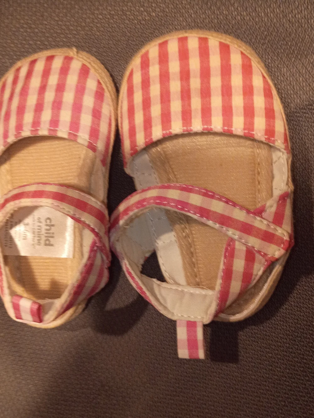 Child of Mine Pink Gingham Velcro Strap Sandals